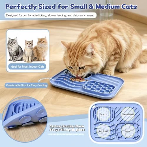AZY 3-Piece Slow Feeder Cat Bowl Set with Strong Suction Cups - Image 3