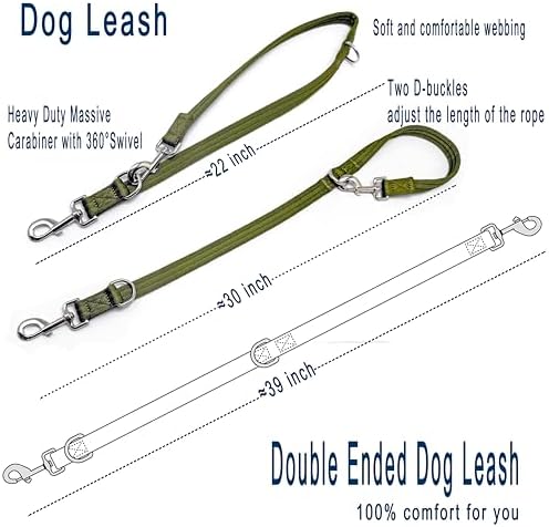 Double Ended Dog Leash,for Obedience Training Easy to Use,Lightweight,Soft for Large and Medium Dogs (Army Green, 1M*2.5CM) - Image 3