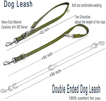 Double Ended Dog Leash,for Obedience Training Easy to Use,Lightweight,Soft for Large and Medium Dogs (Army Green, 1M*2.5CM) - Image 3