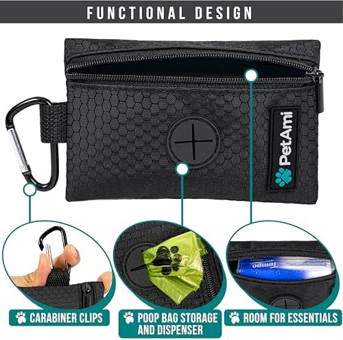 PetAmi Dog Poop Bag Holder for Leash, Pet Waste Bag Dispenser, Black 2PK - Image 2