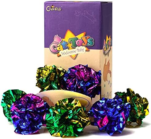 CHIWAVA 24PCS 1.6'' Mylar Cat Toy Ball Kitten Shiny Crinkle Crackle Balls by Chiwava