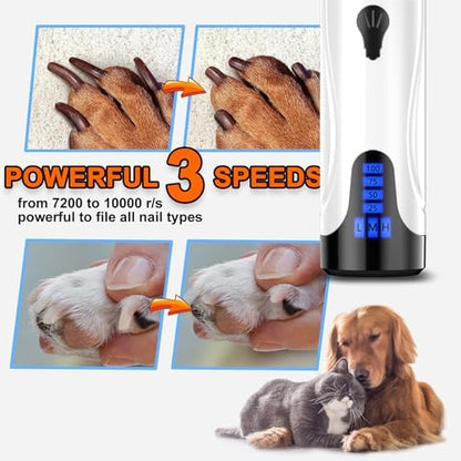 YABIFE Dog Nail Trimmers and Dog Nail Clippers Kit, Whisper Quiet Electric Grinder with Light, for Small, Medium, Large Dogs, Cats Toenail Grooming, 3 Speeds - Image 5