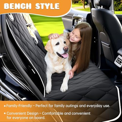 Dog Car Seat Cover for Back Seat 100% Waterproof, Long-Lasting and Soft Nonslip Backseat Cover for Cars, SUVs and Trucks, 600D Oxford Fabric, Black-White, Standard (54" W x 59" L) - Image 3