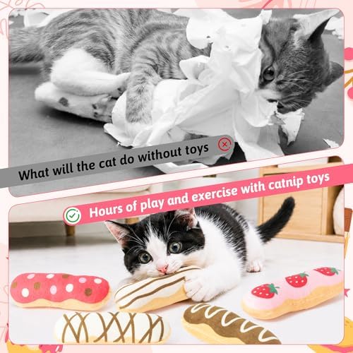 5Pcs Eclair Catnip Toys, Plush Interactive Cat Toy Set for Indoor Cats - Image 5