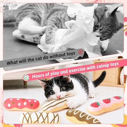 5Pcs Eclair Catnip Toys, Plush Interactive Cat Toy Set for Indoor Cats - Image 5