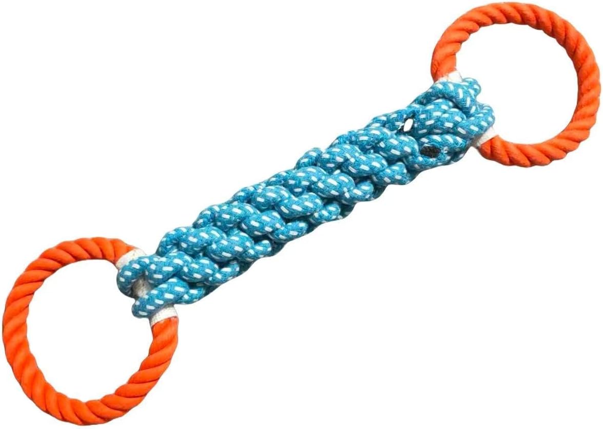 Dog Rope Toy for Large Dogs, Orange & Blue Braided Rope with Round Handles, Durable Dog Chew Toys for Aggressive Chewers, Ideal Big Dog Toys for Tug of War Dog Toy & Teeth Cleaning