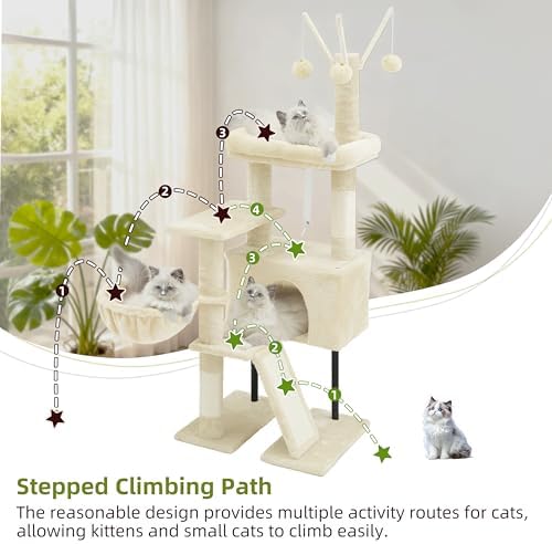 Gitelsnour Cat Tree Tower for Indoor Cats, Top Platform with Toy, GCT006SM - Image 2