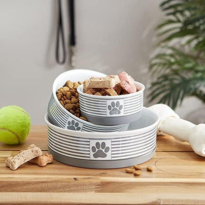 Bone Dry Paw & Patch Ceramic Pet Collection, Medium Set, 6x2", Gray, 2 Piece - Image 6
