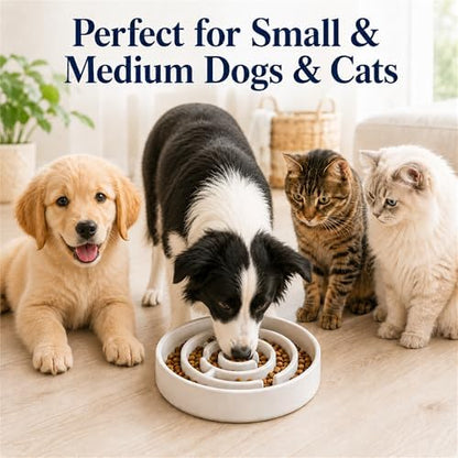 Ceramic Slow Feeder Dog Bowl 1.5 Cup Puzzle Dish for Small Medium Dogs - Image 3
