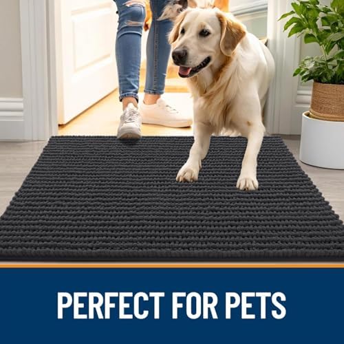 OLANLY Dog Door Mat for Muddy Paws 47x20, Extra Absorbent Chenille Mud Mat - Image 6
