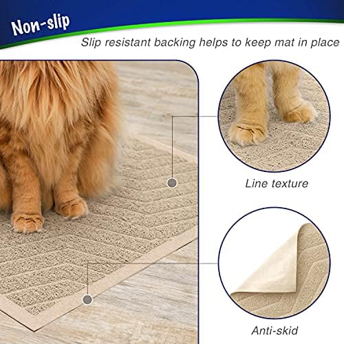 WePet Cat Litter Box Mat(No. 02-2), Kitty Premium PVC Pad, Durable Trapping Rug, Phthalate Free, Urine-Resistant, Scatter Control, L 35 x 23, Beige - Image 4