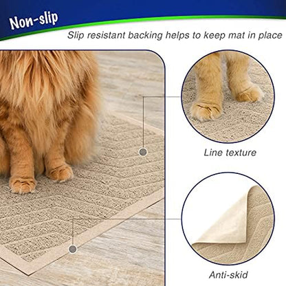 WePet Cat Litter Box Mat(No. 02-2), Kitty Premium PVC Pad, Durable Trapping Rug, Phthalate Free, Urine-Resistant, Scatter Control, L 35 x 23, Beige - Image 4
