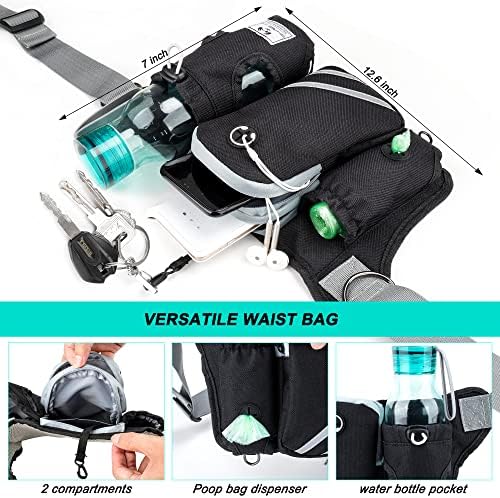 SHINE HAI Retractable Hands Free Dog Leash with Dual Bungees for 2 Dogs, Adjustable Waist Belt Fanny Pack, Reflective Stitching Leash for Running Walking Hiking Jogging Biking Black - Image 6