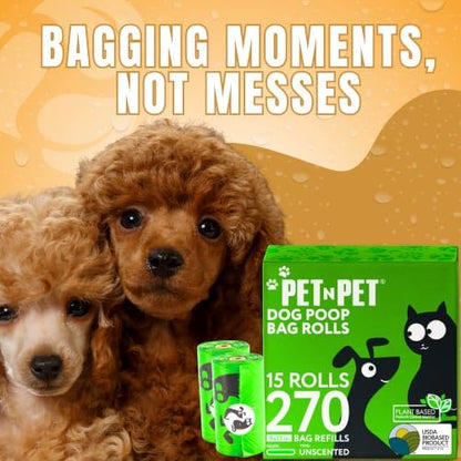 Pet N Pet Dog Poop Bags Rolls, 270 Count, Plant Based, Unscented, Green - Image 4