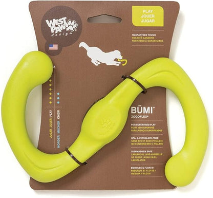 West Paw Zogoflex Bumi Dog Tug Toy – S-Shaped, Lightweight Chew Toys for Fetch, Play, Pet Exercise – Tug of War Soft Flinging Squishy Chewy Toy for Dogs – Guaranteed, Latex-Free, Small, Granny Smith