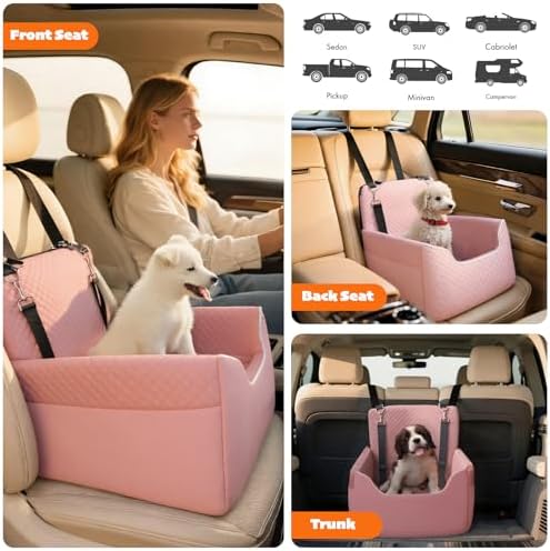 ALL GOOD PET SUPPLIES Dog Car Seat for Small/Medium Dogs Under 35lbs | Soft Memory Foam Booster Car Seat with Detachable Washable Cover and Elevated Cushion, Puppy Dog Car Bed - Image 4