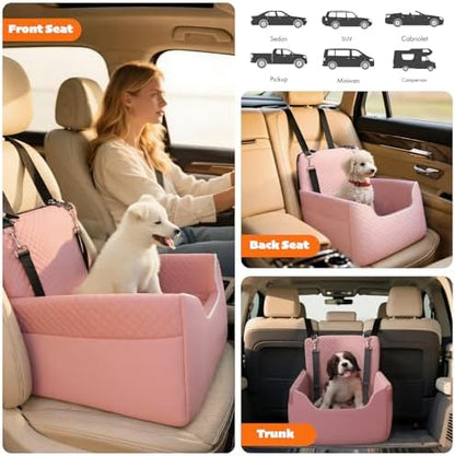 ALL GOOD PET SUPPLIES Dog Car Seat for Small/Medium Dogs Under 35lbs | Soft Memory Foam Booster Car Seat with Detachable Washable Cover and Elevated Cushion, Puppy Dog Car Bed - Image 4