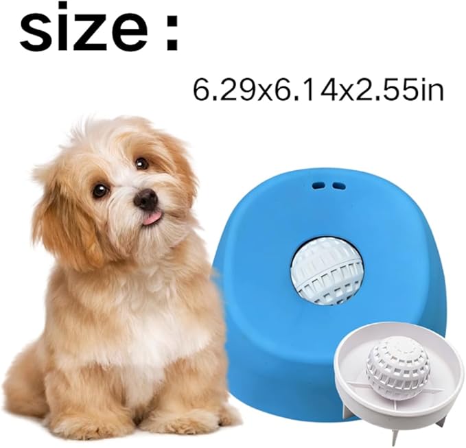 Slow Feed Liquid Dog Bowl, Dog Licking Bowl, Anti-Slip Entertained Lick Ball for Large Medium Small Dogs Wet Food, Water & Treats Dogs Anxiety Relief, Boredom and Post-Op Care (Blue)