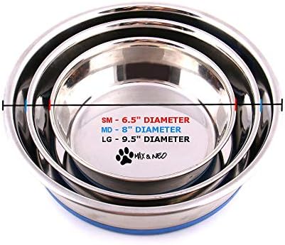 Max and Neo Heavyweight Non-Skid Rubber Bottom Stainless Steel Dog Bowl - We Donate a Bowl to a Dog Rescue For Every Bowl Sold (Medium - 50oz - 8" Diameter) - Image 6