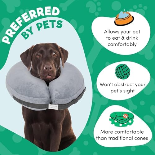 BENCMATE Inflatable Dog Cone Collar Alternative After Surgery XXLarge,Grey - Image 4