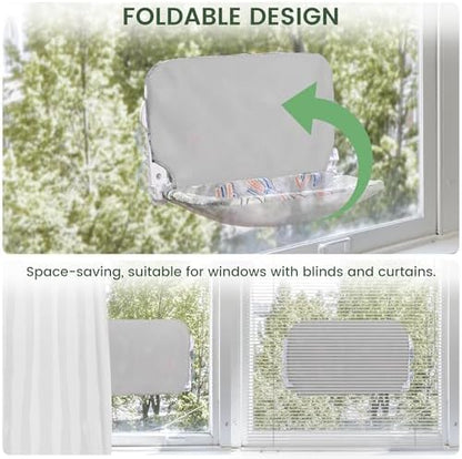 HiPetpy 2-Pack Large Cat Window Perch, Cordless Foldable Cat Hammock - Image 5