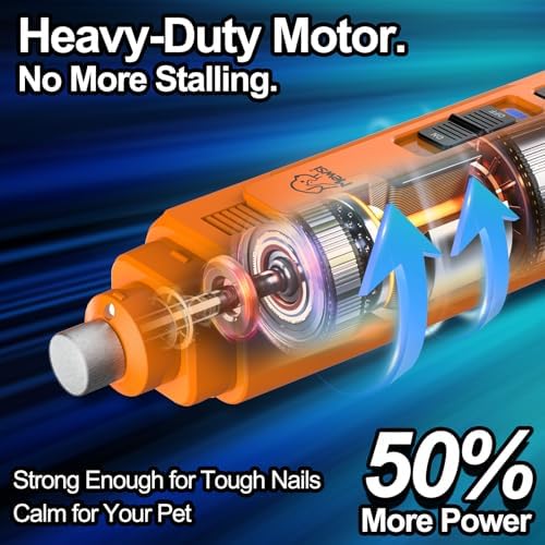 Dog Nail Grinder, Quiet Dog Nail Trimmer, +50% Powerful 3-Speed 8000-12000RPM Electric Pet Nail Trimmers with LED Lights, Painless Paws Grooming & Smoothing Kit for Dogs and Cats - Image 6