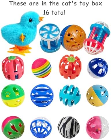 16 Pack Cat Toys for Indoor Cats, Bell Rattle Balls and Plush Kicker Toys - Image 3