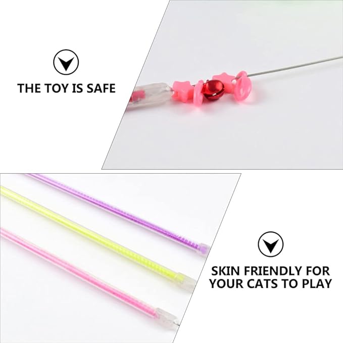balacoo 3pcs Interactive Cat Teaser Sticks Engaging Wands for Playtime for Indoor Cats Relieves Stress and Boosts Bonding
