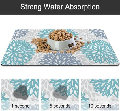 Dog Food Mat for Floors, Absorbent Pet Cat Food Bowl Mat, 2 Pack - Image 6