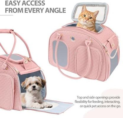 Dog Purse Carrier for Small Dogs, TSA Airline Approved Pet Tote Bag, Fashion Soft-Sided Puppy Carrier Purse with Pockets for Travel, Shopping, Daily Use (Pink, 16.1inch x 8.7inch x 12inch(LxWxH)) - Image 4