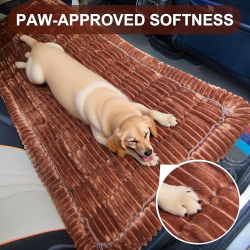 Backseat Pet Bed Mat Non-Slip Dog Car Seat Cover Scratch Chew Resistant Dog Blanket for SUVs, Trucks & Sedans 23" x 51" Easy Clean Comfortable Car Travel Pet Pad, Pure Coffee - Image 4