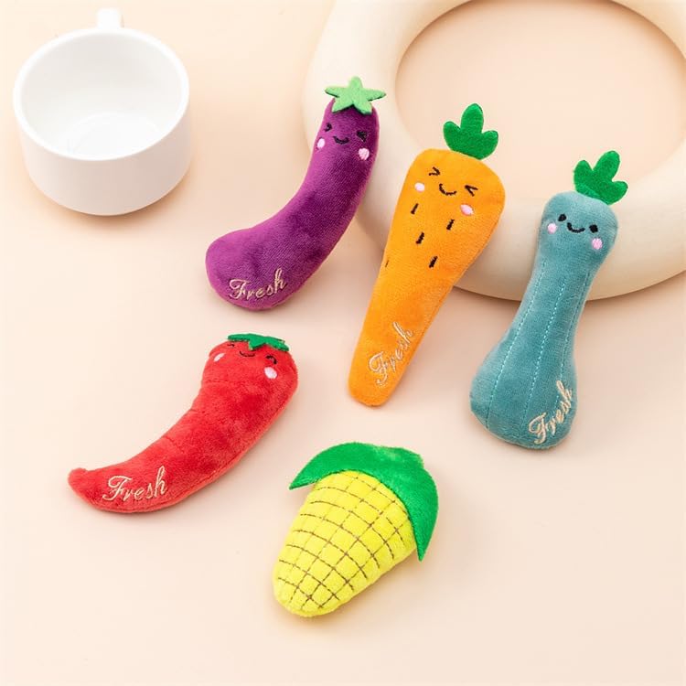 Red Cat Catnip Toys Cat Mint Toys Dog Kitten Chew Toy Funny Indoor Farm Theme Vegetable Shaped Cute Teeth Bite Toys Pet Supplies(Chili)，Toys，Catnip Toys - Image 4