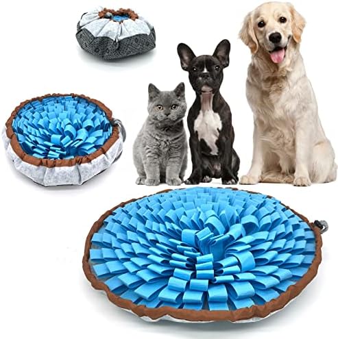Dog Snuffle-Mat Slow-Feeder-Bowl - Simulating Grassland for Boredom, Encourages Natural Foraging Skills for Pet, Treat Indoor Outdoor Stress Relief（Blue） by NEECONG