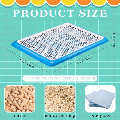 Mifoci 2 Pcs Dog Potty Tray, Mesh Puppy Training Pad, 25.6 x 18.9 Inch, Blue - Image 2