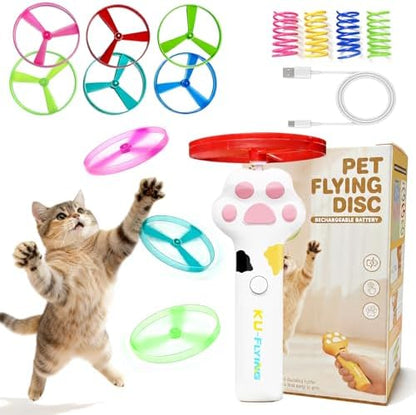 Cat Disc Launcher Toy, Rechargeable LED Flying Spinner Fetch Interactive by Unknown