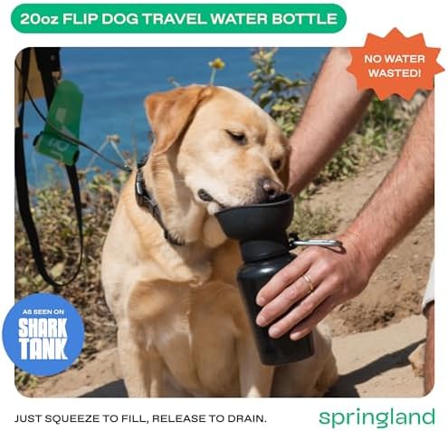 Springland 20oz Flip Portable Dog Water Bottle with Collapsible Bowl, Black - Image 3