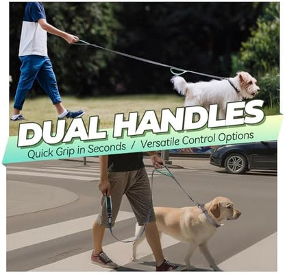 VIVAGLORY Double Handle Dog Leash Twingrip, 6ft x 1/2in, Grey - Image 2