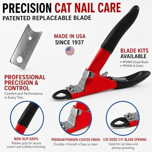 Resco Cat Nail Clippers, Guillotine Cat Claw Trimmer with Comfort Grips, Deluxe Red - Image 4
