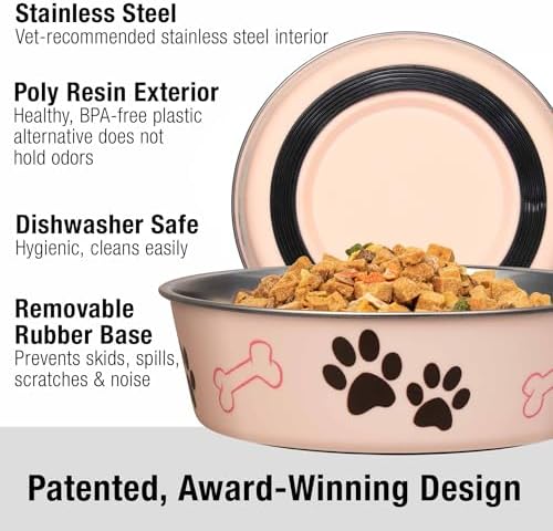 Loving Pets Bella Dog Bowls- Stainless Steel Dog & Cat Bowls - Spill Proof Dog Food Bowl, Cat Bowl, Puppy Essentials & Pet Supplies Great for Home & Travel (Medium 20-35 lbs, Paparazzi Pink) - Image 2