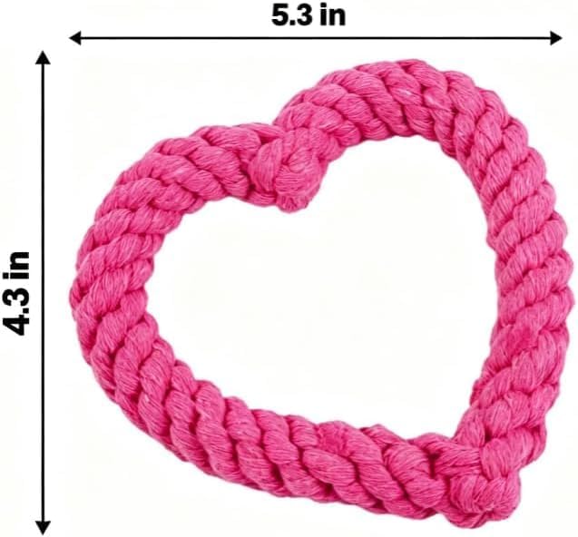 Pink Cute Dog/Cat Chew Toys, Dog Toys for Chewers, Heavy Duty Dental Dog Rope Toy for Dogs, Creative Love Heart Shaped Interactive Rope Dog Toys, Cotton Puppy Teething Chew Tug Toy Dark Pet Supplies - Image 2