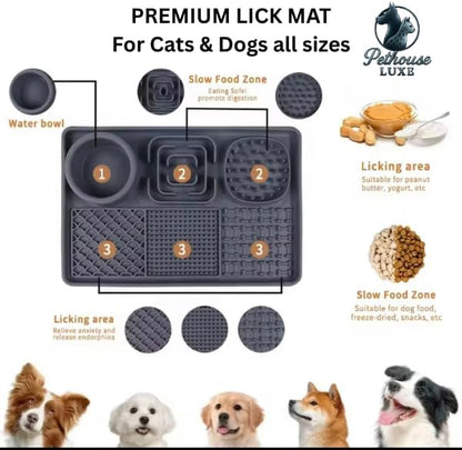 Silicone Dog & Cat Lick Mat with Strong Suction Cups – Anxiety Relief, Slow Feeder, Enrichment Toy for Bath & Grooming (Pink)