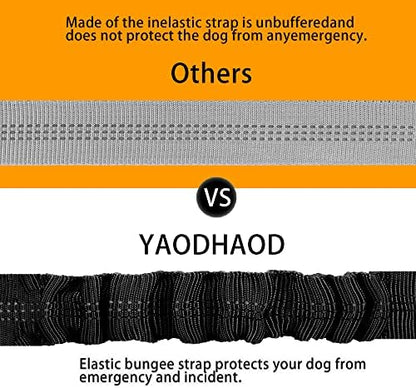 YAOHDAO Dog Seat Belt Harness for Car, Restraint Adjustable with Elastic Bungee Buffer Headrest for Vehicle, 360° Swivel Carabiner Nylon Pet Safety Seat Belts Heavy Duty Car Harness for Dogs (Black) - Image 5
