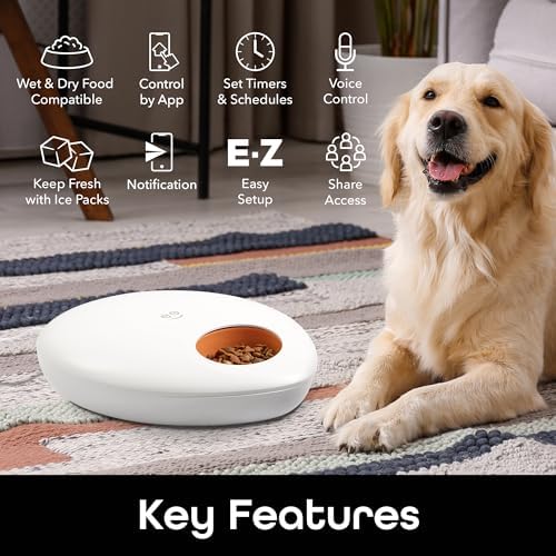 Geeni Smart Pet Feeder for Wet or Dry Food, 5-Meal with Ice Packs, White - Image 3