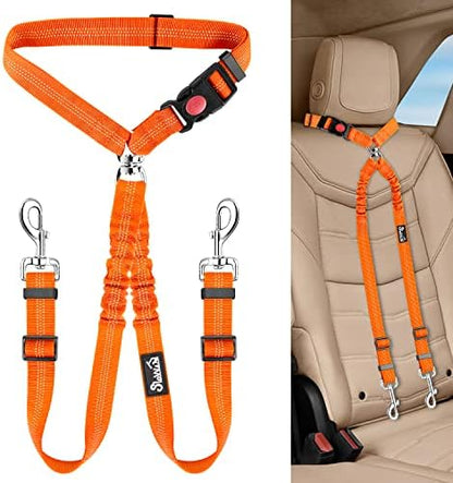 Lukovee Double Dog Car Seat Belt, No Tangle Headrest Restraint by Lukovee