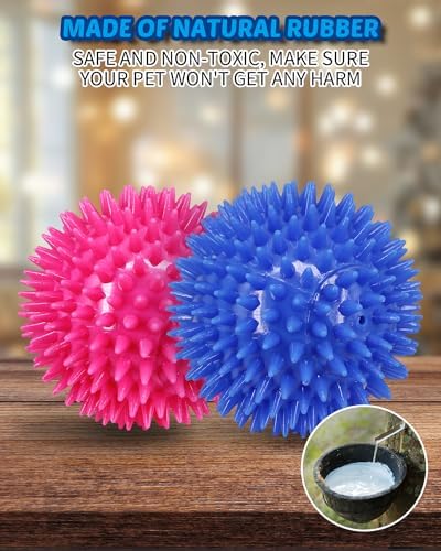 Pweituoet 3.5" Spike Dog Balls With Squeaky, Thicker and Durable, 2 Pack Chew Toys for Teeth Cleaning and Training, Ball Toys for Aggressive Chewers, Puppy Small Medium Large Dogs - Image 2