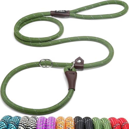 Fida Durable Slip Lead Dog Leash, 6 FT x 1/2" Dog Training Leash, Green by Fida