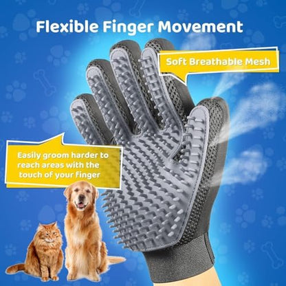 Pet Hair Removal Glove with 255 Silicone Tips for Dogs & Cats, Right Gray - Image 4