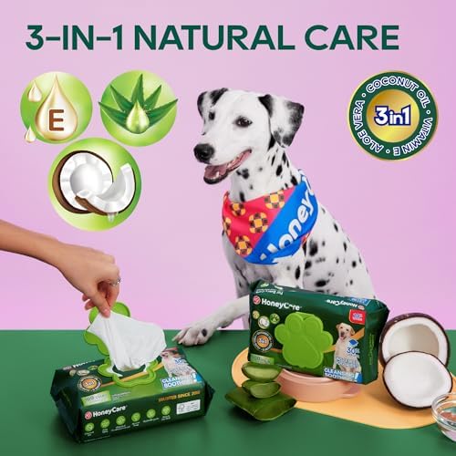 HONEY CARE Disposable Pet Wipes for Dogs & Cats, Fragrance-Free, 400 Count (4 Packs of 100 Wipes), Cleansing & Soothing for Paws, Butt & Body - Image 3