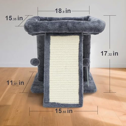17.1-inch Small Cat Tree Tower with Scratching Post for Indoor Cats,Grey - Image 4