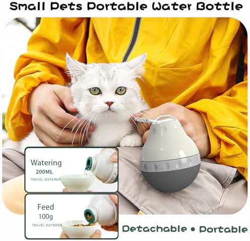 Dog Travel Water Bottle Detachable Bowl Leak Proof Portable ，Silicone Bottle Body，Collapsible and Suitable for Small Pets for Outdoor Walking, Hiking, Travel (Gray, 200ml) - Image 3